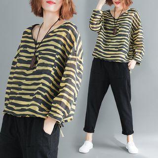 Long-sleeve Print T-shirt Curcumin - One Size