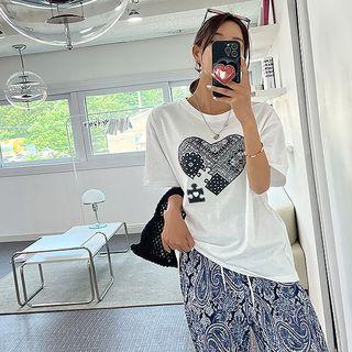 Paisley Heart-print T-shirt