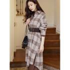 Loose-fit Midi Plaid Shirt Dress