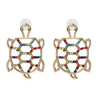 Rhinestone Alloy Turtle Dangle Earring 1 Pair - As Shown In Figure - One Size
