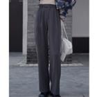 High-waist Plain Lace-up Shift Wide-leg Pants (various Designs)