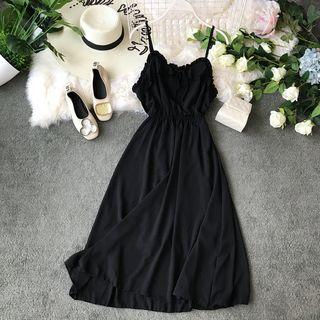 Ruffle-hem V-neck Sleeveless Dress