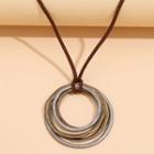 Alloy Hoop Pendant Faux Leather Necklace Nl242 - Brown - One Size