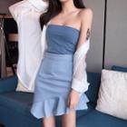 Tube Top / Sheer Shirt / Asymmetrical A-line Skirt