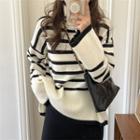 Turtle-neck Striped Loose-fit Sweater