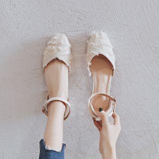 Chunky Heel Textured Dorsay Pumps