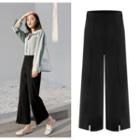 High-waist Slit Cropped Wide-leg Pants