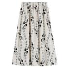Floral A-line Midi Skirt Floral - Black & White - One Size