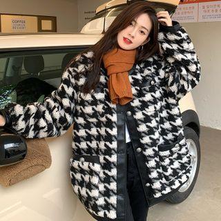 Houndstooth Fleece Jacket Black - One Size