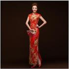 Cap-sleeve Embroidered Wedding Cheongsam