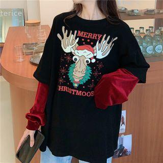 Mock Two-piece Christmas Pullover