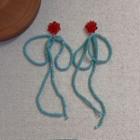 Flower Bow Faux Crystal Fringed Earring 1 Pair - Blue & Red - One Size