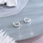 925 Sterling Silver Leaf Hoop Earring 1 Pair - Es742 - Silver - One Size