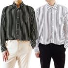 Plus Size Pocket-front Striped Shirt