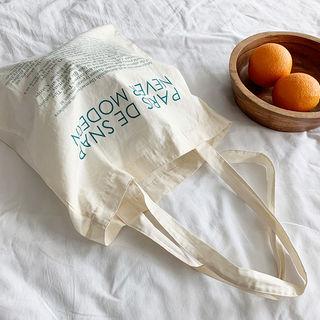 Lettered Fabric Shopper Bag Blue - One Size