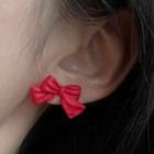 Bow Stud Earring 1832a - 1 Pair - Red Bow Earring - Red - One Size