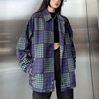 Houndstooth Color Panel Coat