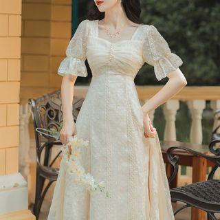 Square Neck Midi A-line Dress (various Designs)