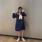 Long-sleeve Sailor Collar Shirt Dress