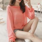 Distressed Striped Long-sleeve T-shirt