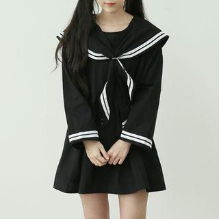Sailor-collar Mini Dress Black - One Size