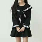 Sailor-collar Mini Dress Black - One Size