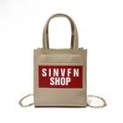 Lettering Faux Leather Tote With Shoulder Strap