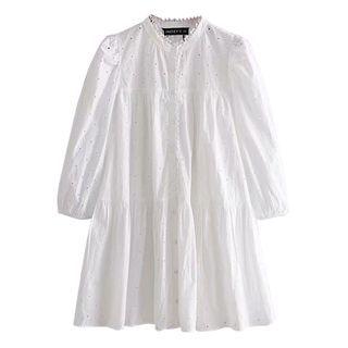 Long-sleeve Laced Eyelet Jace Mini Dress