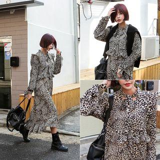 Tie-front Leopard Midi Dress Leopard - One Size