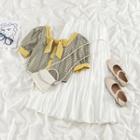 Puff-sleeve Plaid Blouse / Midi A-line Skirt