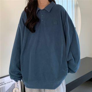 Plain Fleece Polo Sweatshirt