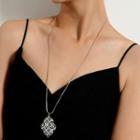 Faux Leather Alloy Pendant Necklace