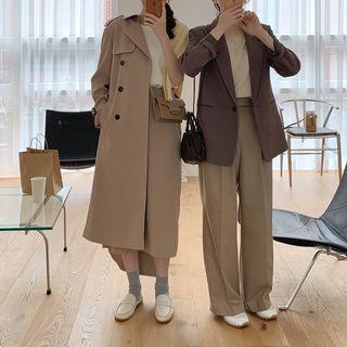 Double Breast Coat As Shown In Figure - One Size