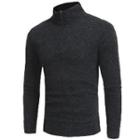 Mock Neck Zipped Plain Sweater