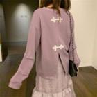 Plain Loose-fit Sweatshirt / Floral Skirt