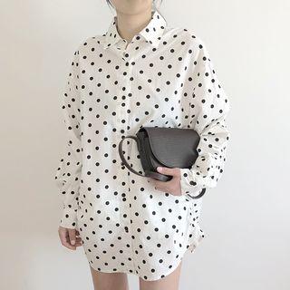 Polka Dot Long Shirt White - One Size