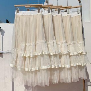 Irregular Layered Midi A-line Skirt