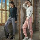 Set: Lettering Pullover + Color Block Sweatpants