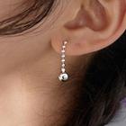 Bead Alloy Dangle Earring With Ear Plug - 1 Pair - Bead - Silver - One Size