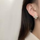 Rhinestone Flower Stud Earring 1 Pair - 14k Gold - Gold - One Size
