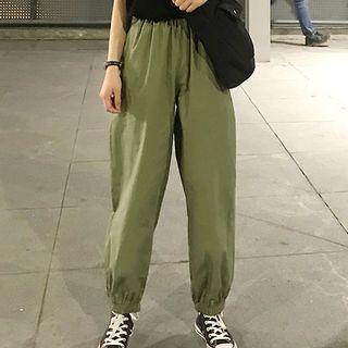 Sleeveless Print T-shirt / Elastic Waist Baggy Pants