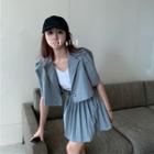 Cropped Blazer / Pleated Skirt / Cropped Knit Top