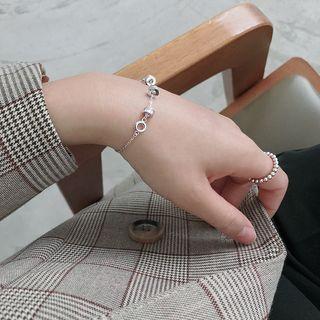 925 Sterling Silver Turnable Rhinestone Bracelet