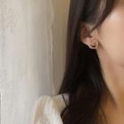 Heart Rhinestone Faux Pearl Earring 1 Pair - S925 Silver Earrings - White & Gold - One Size