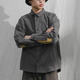Colored Panel Cactus Embroidery Shirt