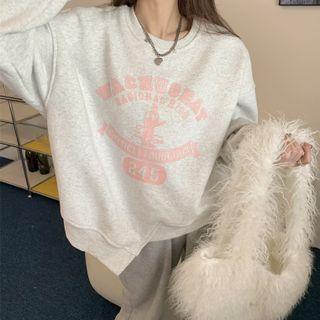 Lettering Asymmetrical Sweatshirt Gray - One Size