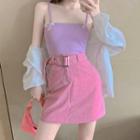 Bow Camisole Top / Belted A-line Skirt / Shirt