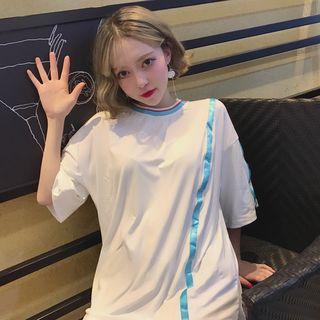 Strap Panel Elbow-sleeve T-shirt