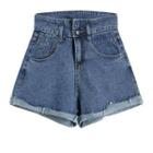 High Waist A-line Denim Hot Pants