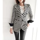 Double-breasted Wool Blend Houndstooth Blazer